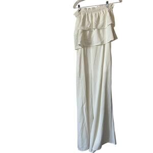 White Jumpsuit Pantsuit Size Large Big Hit Fashion Ruffle NWOT